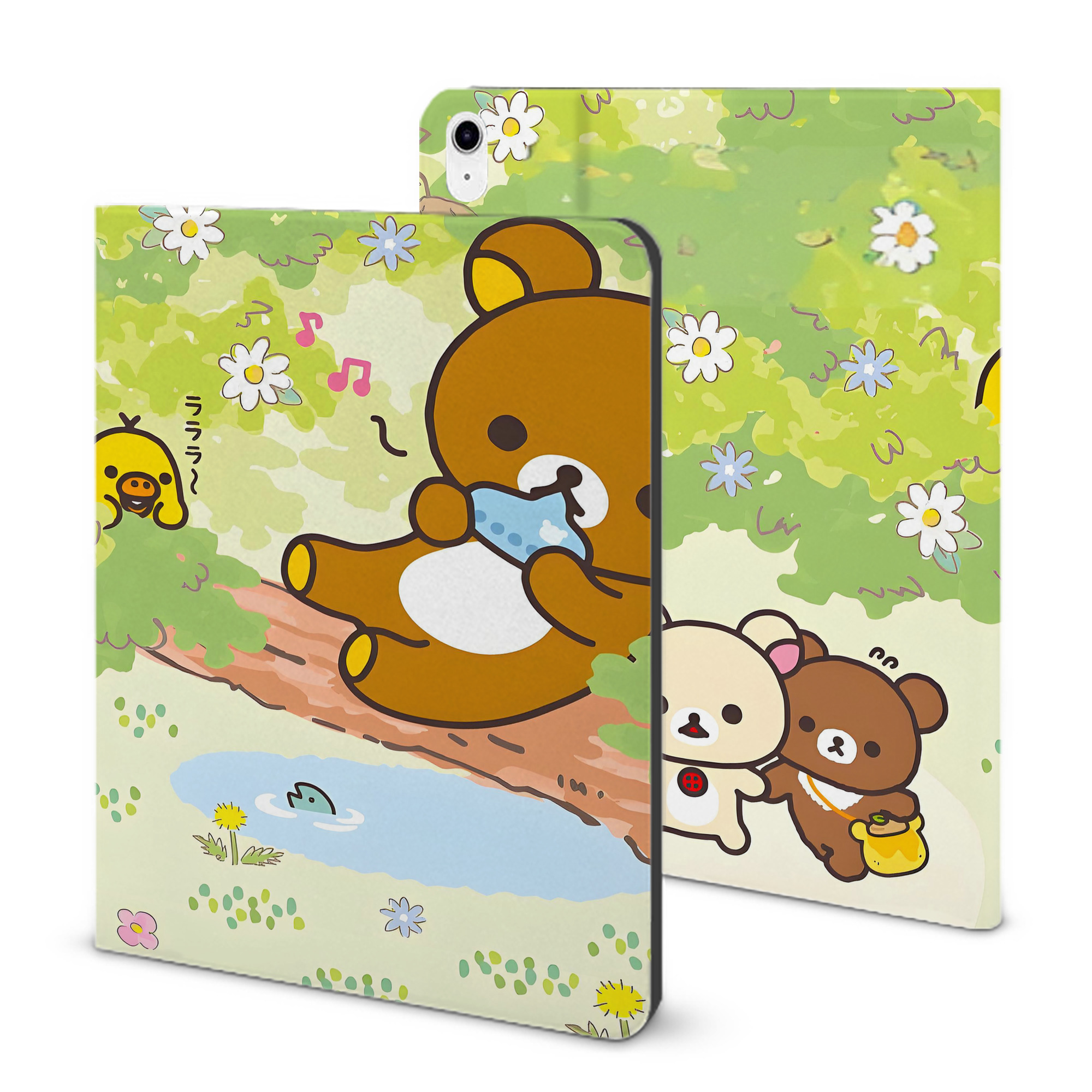 （画像用） リラックマ リラックマ キイロイトリ Rilakkuma Korilakkuma Kiiroitori IPad ケース ブック型 PUレザー TPU 耐衝撃 軽量 薄型 ペン収納なし 全面保護 IPad 各モデル対応